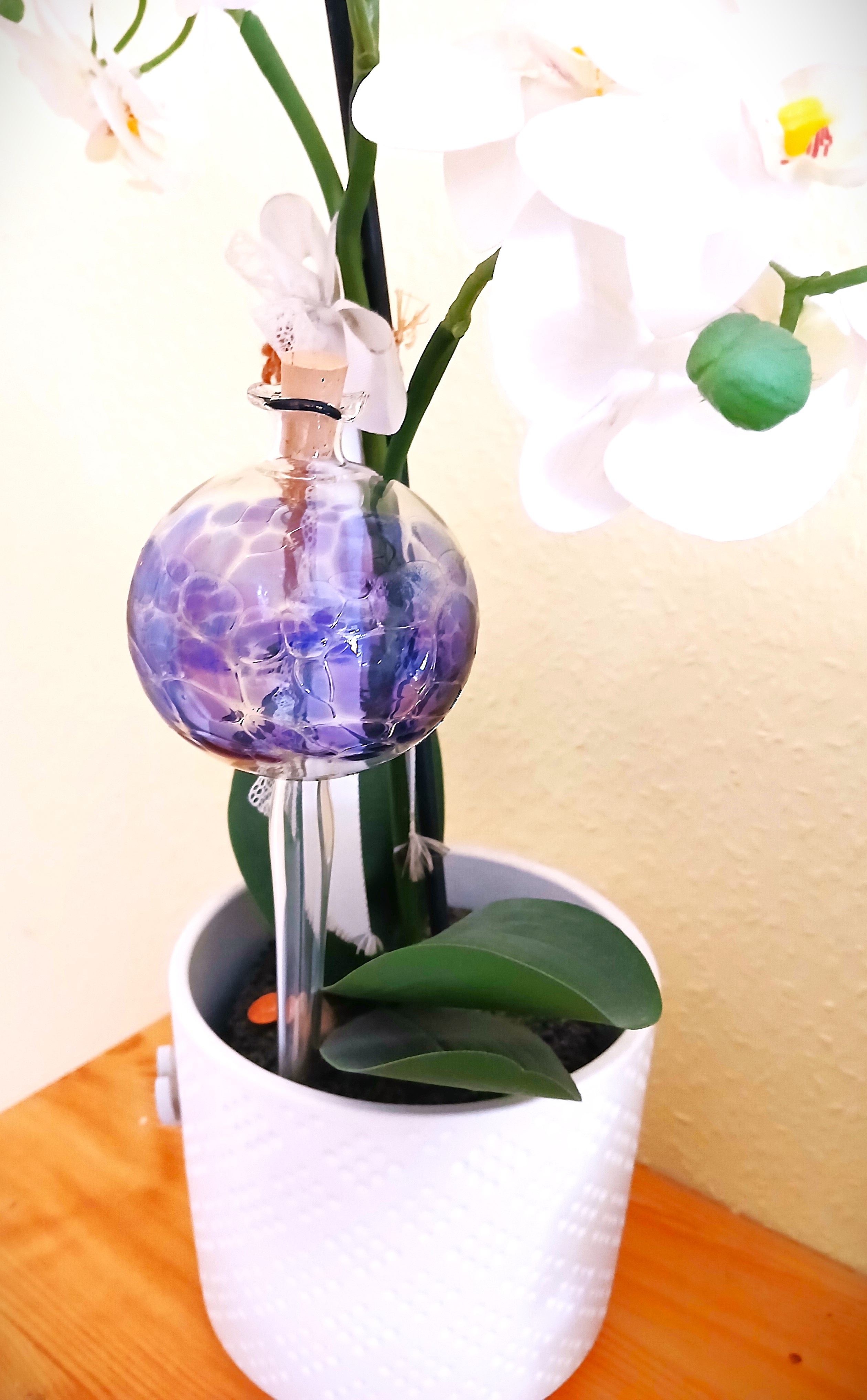 Durstkugel Wasserspender Glas Lauscha Blumen