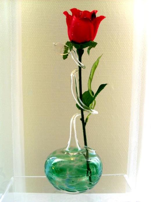 Rosenvase Lauschaer Glas Tischdeko Glasbläser Kunsthandwerk