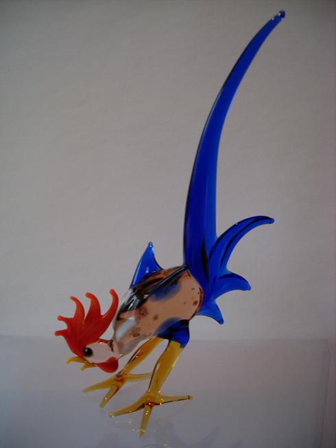 Glasfigur Kampfhahn