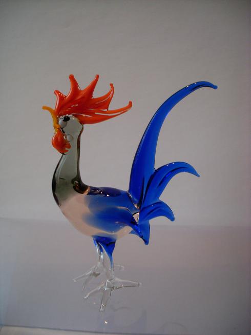 Tierfigur Lauscha Glas Hahn