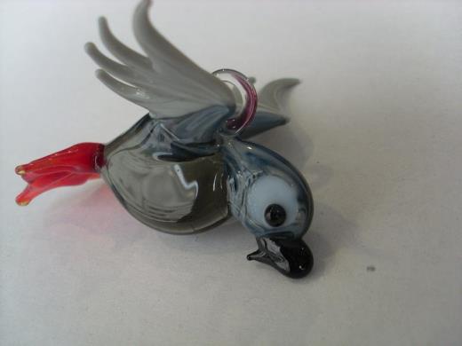 Glasfigur Vogel zum Hängen Graupapagai