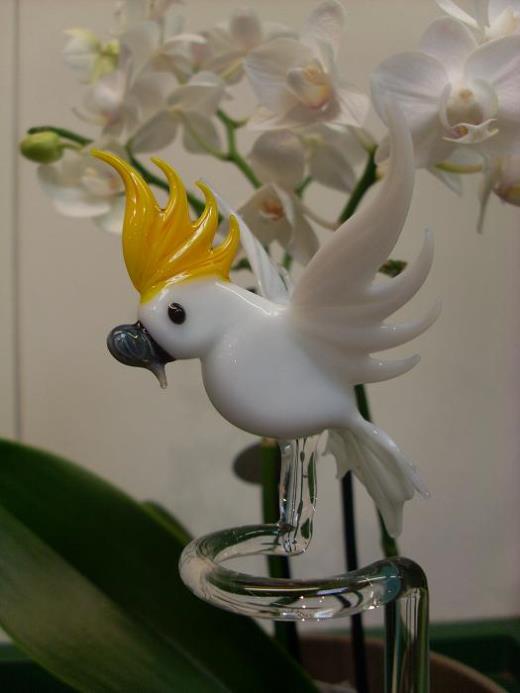 Orchideenstab Glas Lauscha Kakadu