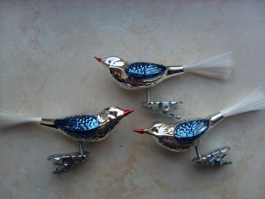 Weihnachtsschmuck Lauscha Glas formgeblasen Vogel