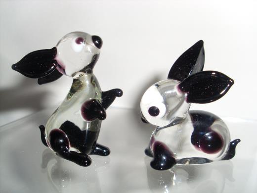 Tierfigur Glas Lauscha Hasengruppe