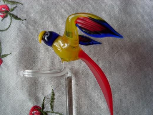Orchideenstab Glas Lauscha Papagai