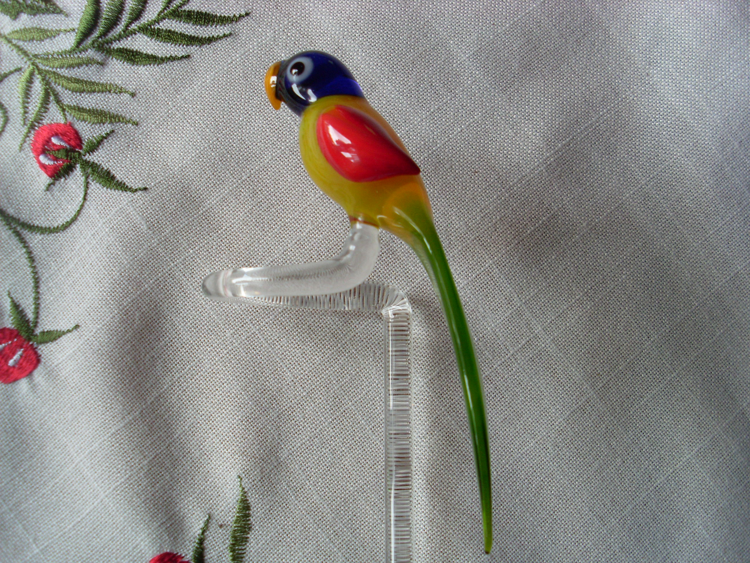 Orchideenstab Glas Lauscha Papagai