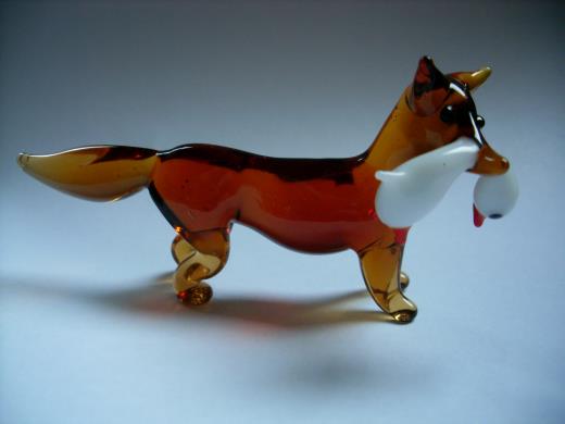 Tierfigur Lauscha Glas Fuchs mit Gans