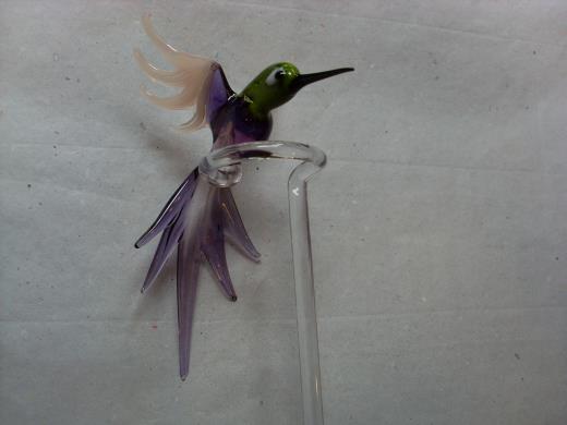 Orchideenstab Lauscha Glas mit Glasfigur Kolibri