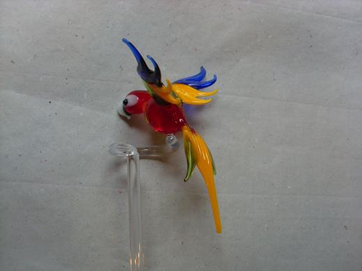 Orchideenstab mit Glasfigur Papagai