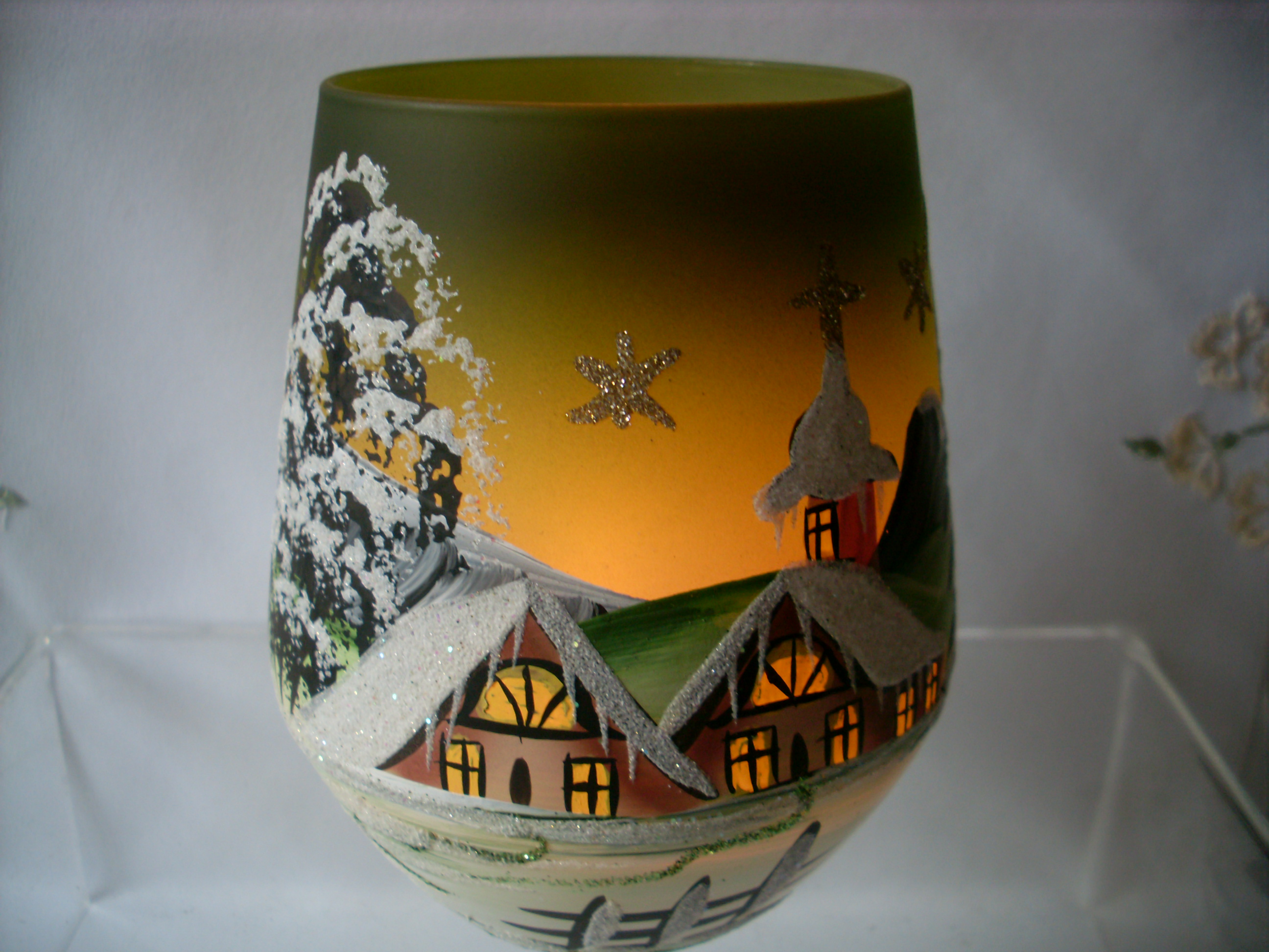 Windlicht Glas Lauscha Handmalerei Wohnen