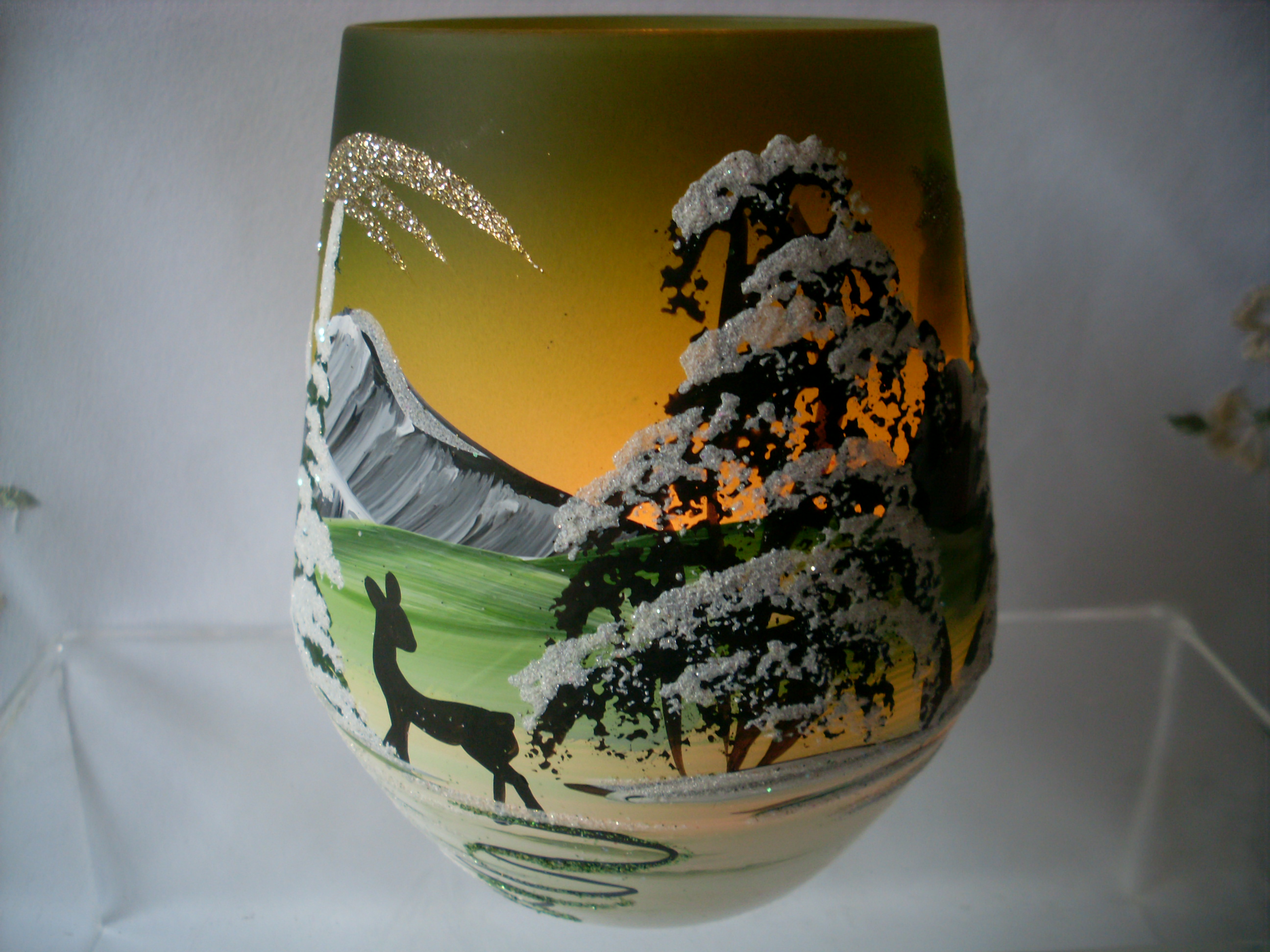 Windlicht Glas Lauscha Handmalerei Wohnen Weihnacht