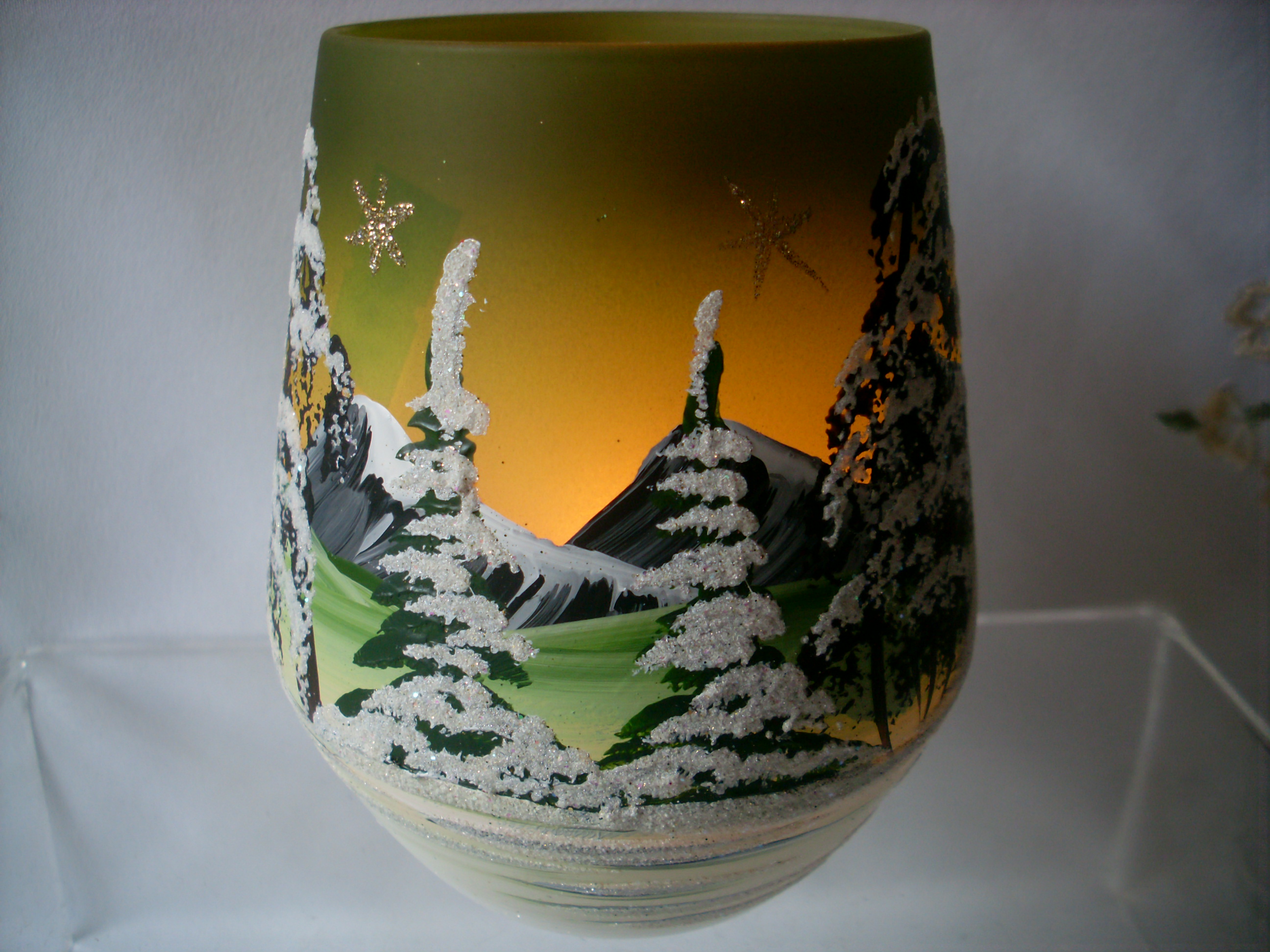 Windlicht Glas Lauscha Handmalerei Wohnen Weihnacht