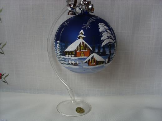 Weihnachtsdekokugel mit Glasständer Lauscha Glas