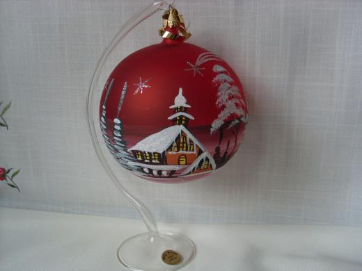 Weihnachtsdekokugel mit Glasständer Lauscha Glas