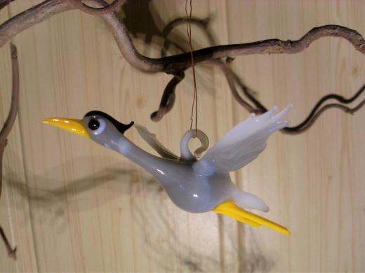 Tierfigur Lauscha Glas Graureiher