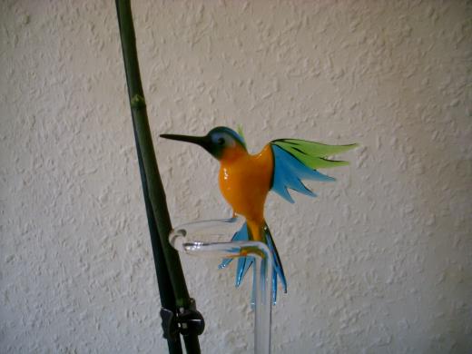 Orchideenstab Glas Lauscha Kolibri