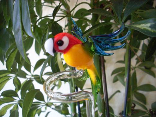 Orchideenstab Lauscha Glasfigur Papagai