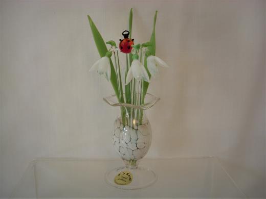 Glasblumen Spieße Glasdekoblätter Vase Lauscha Glas