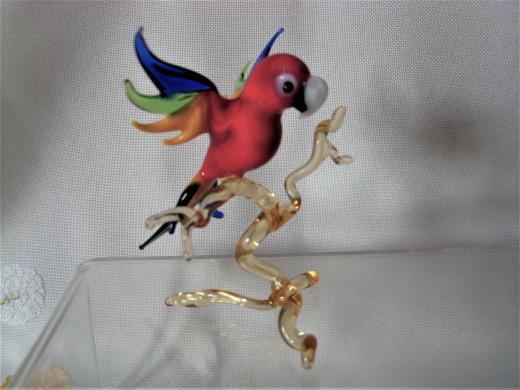 Glasfigur Vogel Papagai  Lauscha