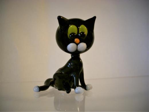 Lauschaer Glas Tierfigur Katze Glasbläserhandwerk