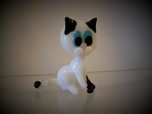 Lauschaer Glas Tierfigur Katze Glasbläserhandwerk