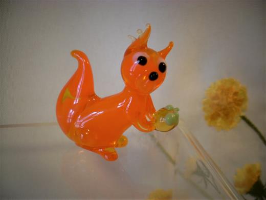 Lauscha Glas Tierfigur Eichhörnchen Glasbläserhandwerk