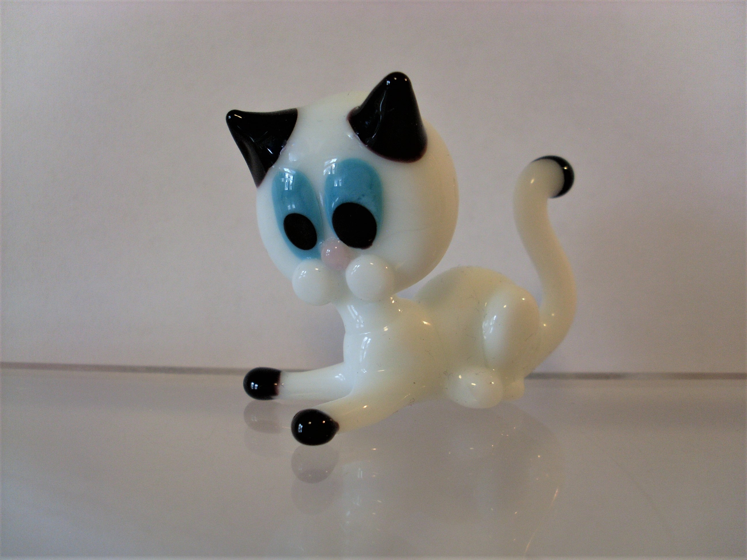Lauschaer Glas Tierfigur Katze Glasbläserhandwerk