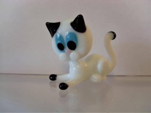 Lauschaer Glas Tierfigur Katze Glasbläserhandwerk