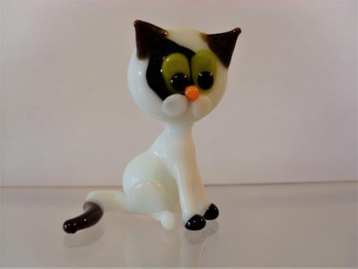 Lauschaer Glas Tierfigur Katze Glasbläserhandwerk