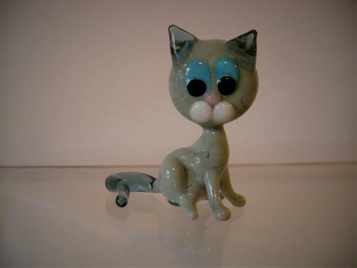 Lauschaer Glas Tierfigur Katze Glasbläserhandwerk