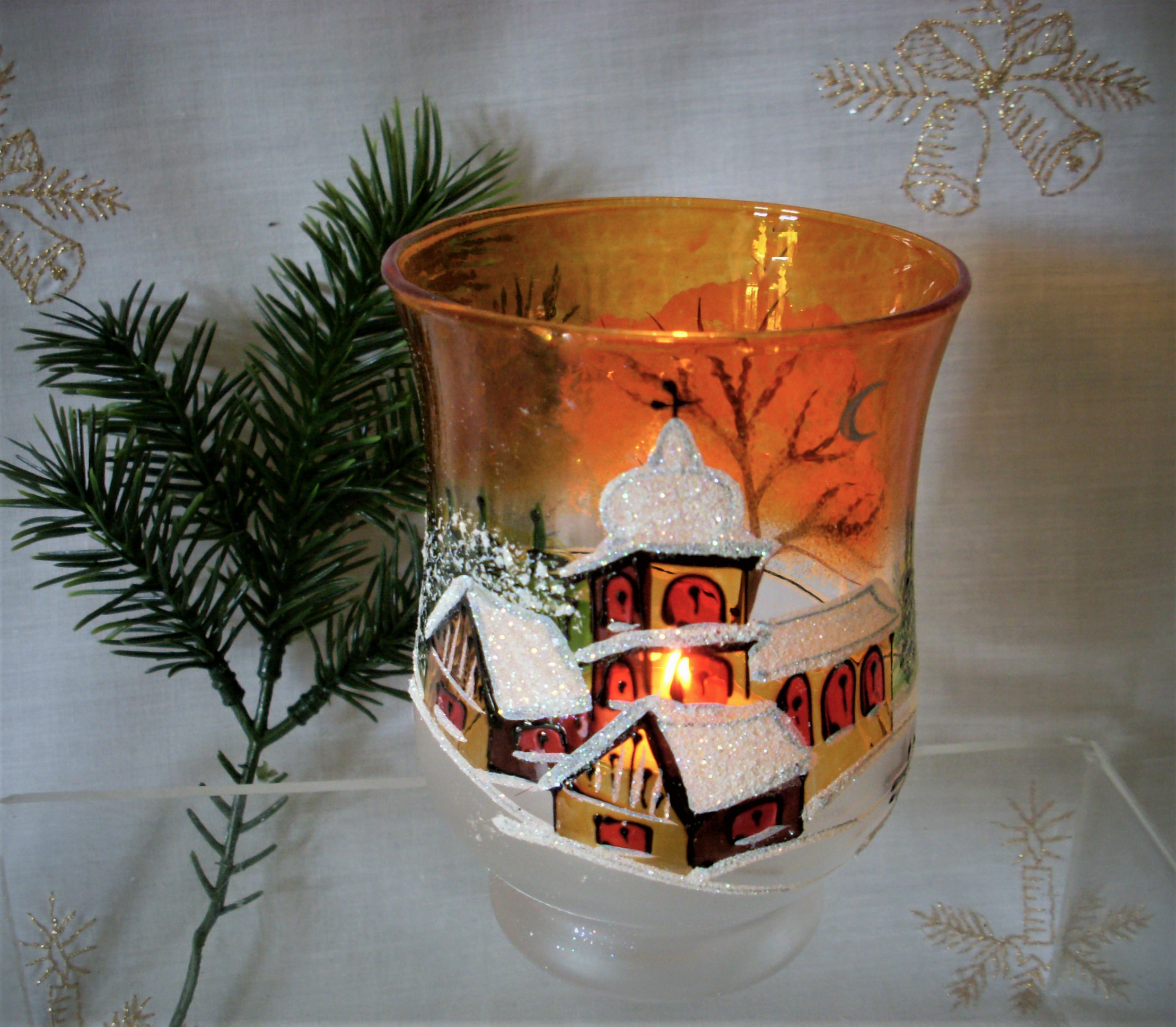 Windlicht Glas Lauscha Handmalerei Wohnen Weihnacht