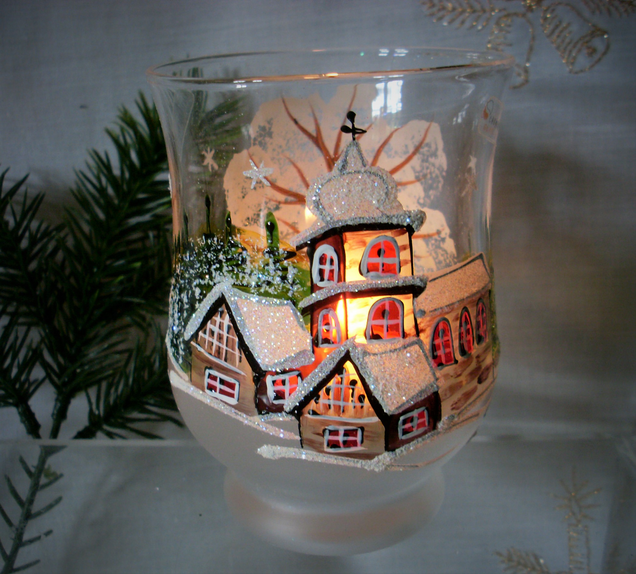 Windlicht Glas Lauscha Handmalerei Wohnen Weihnacht