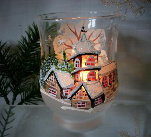 Windlicht Glas Lauscha Handmalerei Wohnen Weihnacht