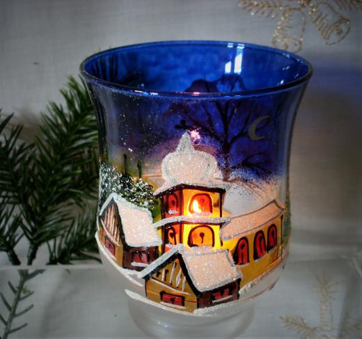 Windlicht Glas Lauscha Handmalerei Wohnen Weihnacht