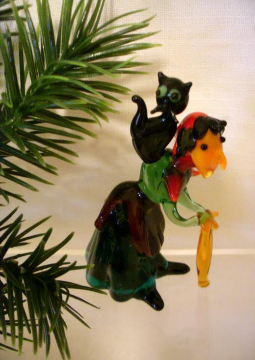 Lauscha Glas Figur Hexe Märchen Weihnachtsschmuck