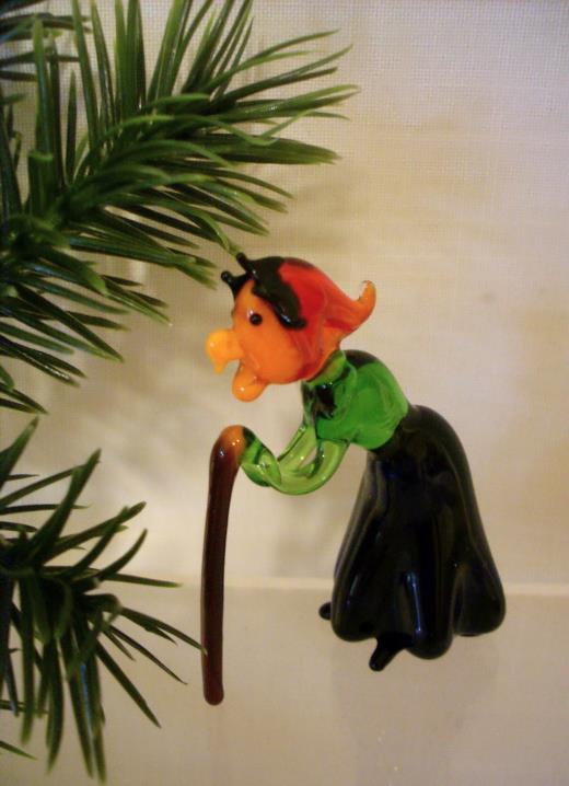 Lauscha Glas Figur Hexe Märchen Weihnachtsschmuck