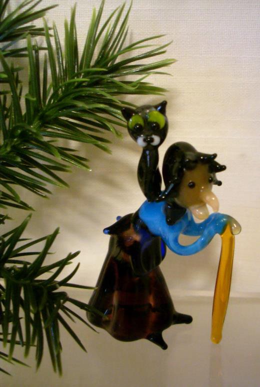 Lauscha Glas Figur Hexe Märchen Weihnachtsschmuck