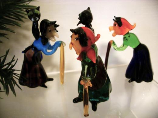 Lauscha Glas Figur Hexe Märchen Weihnachtsschmuck