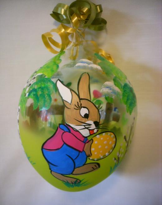 Osterei Lauscha Glas Handmalerei Hase mit Ei