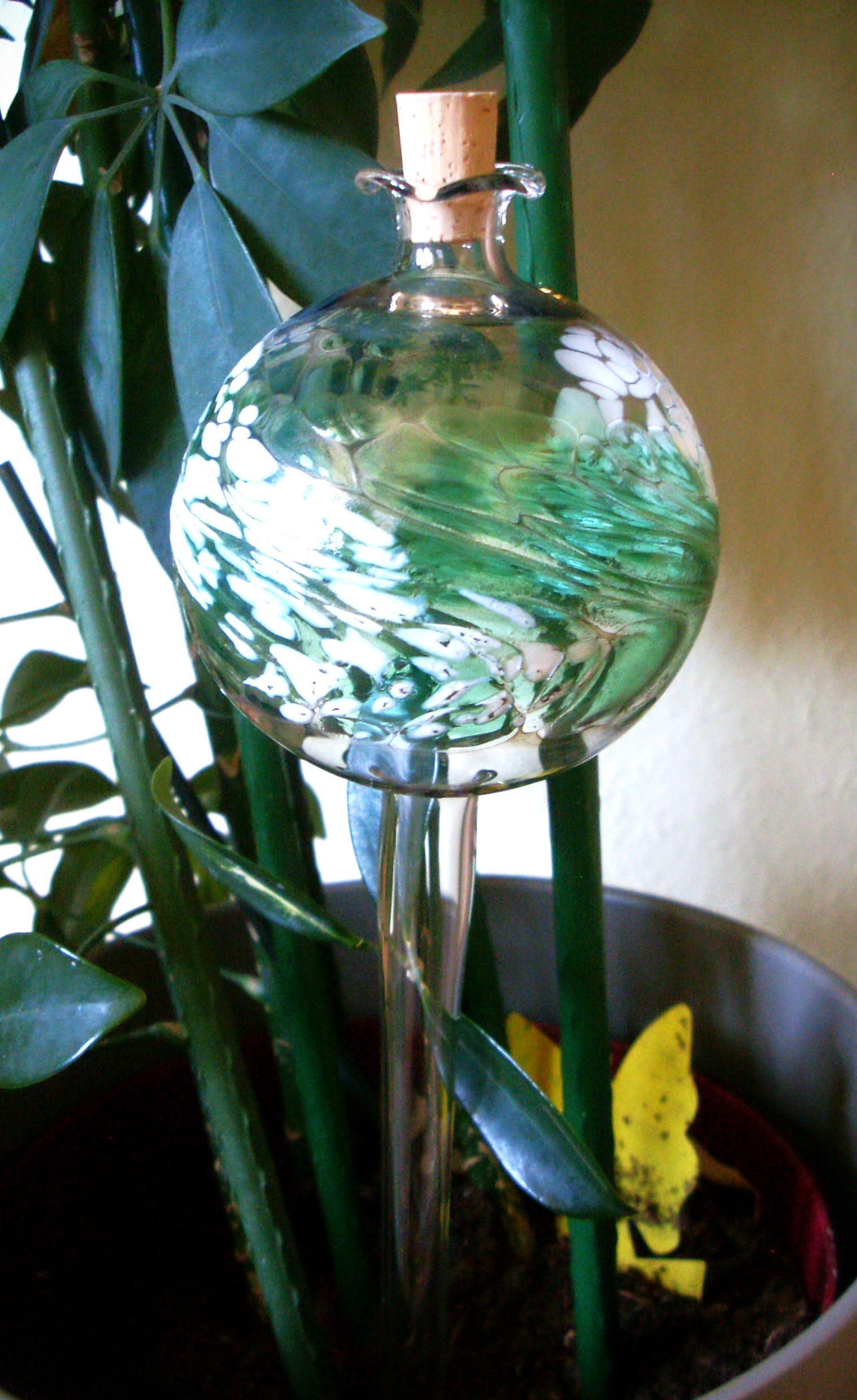Durstkugel Wasserspender Glas Lauscha Blumen