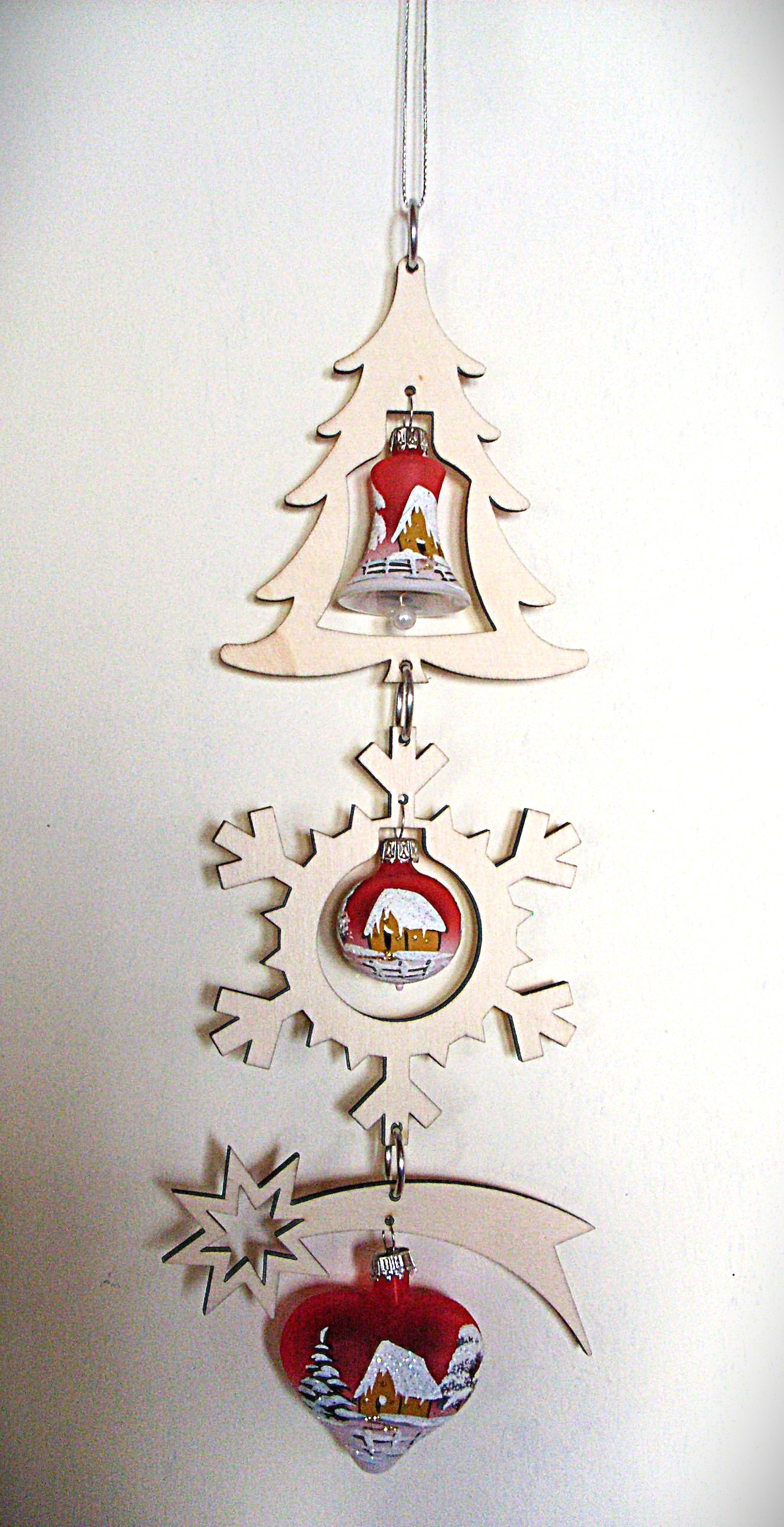 Dekogehänge Weihnacht Glas Holz