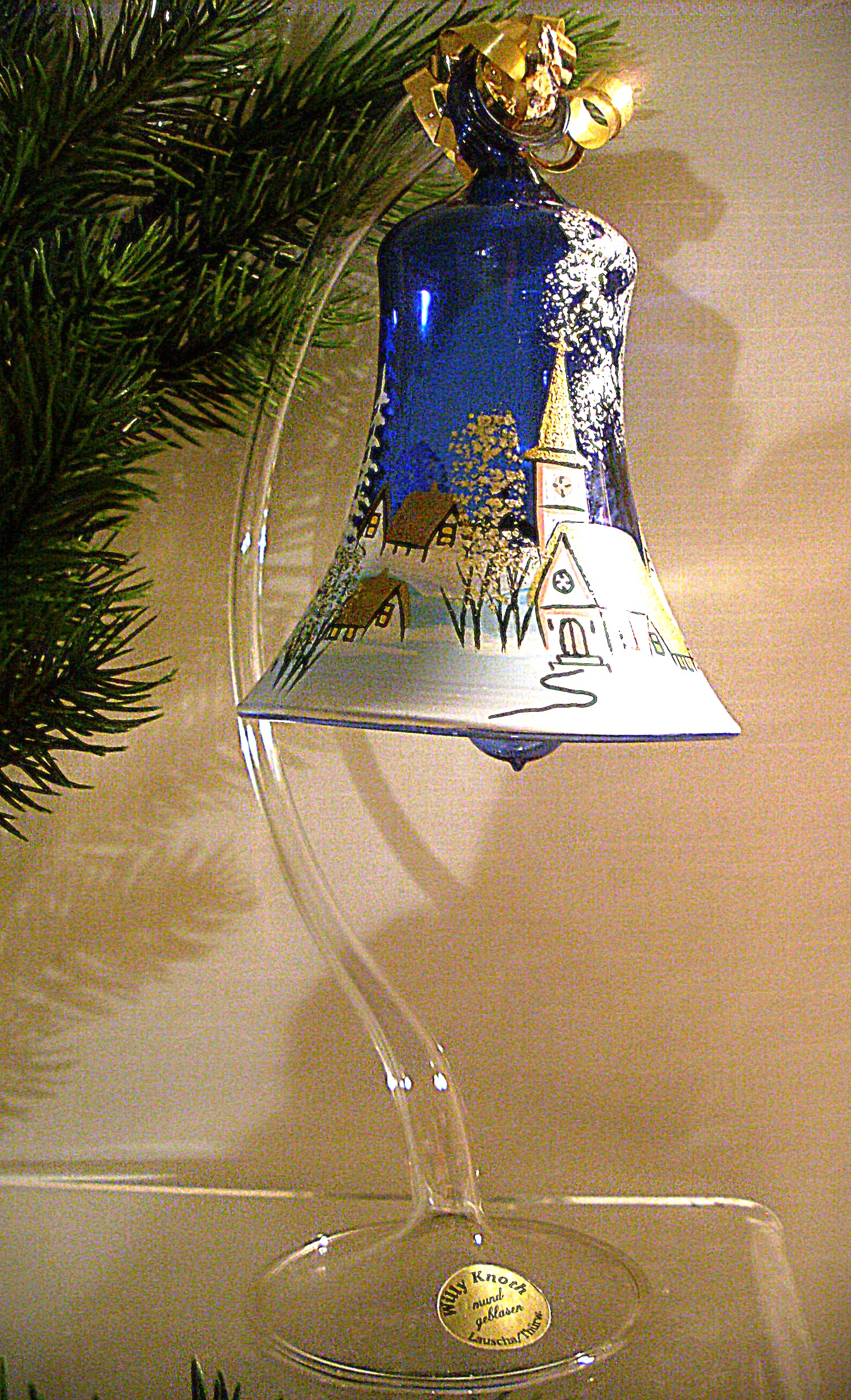 Glocke mit Glasständer Glas Lauscha