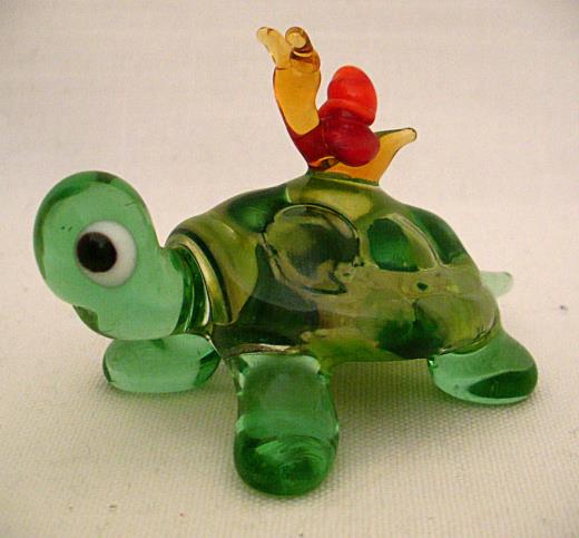 Glasfigur Lauschaer Glas Schildkröte Kunsthandwerk