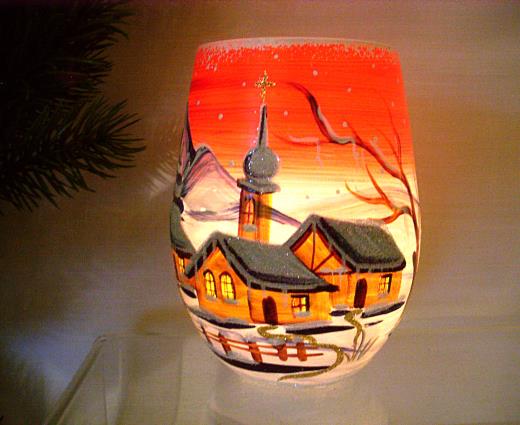 Windlicht Glas Lauscha Handmalerei Wohnen Weihnacht