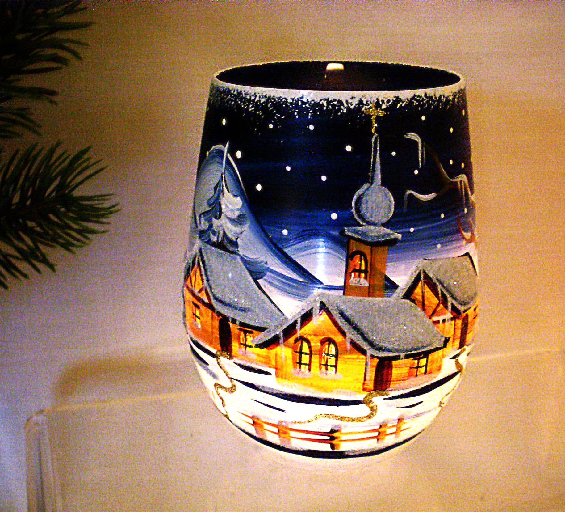 Windlicht Glas Lauscha Handmalerei Wohnen Weihnacht