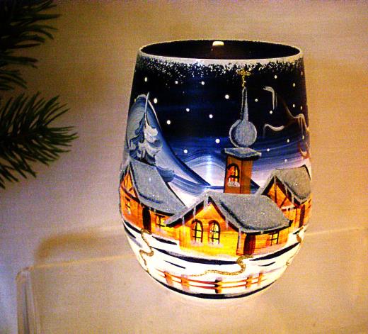 Windlicht Glas Lauscha Handmalerei Wohnen Weihnacht