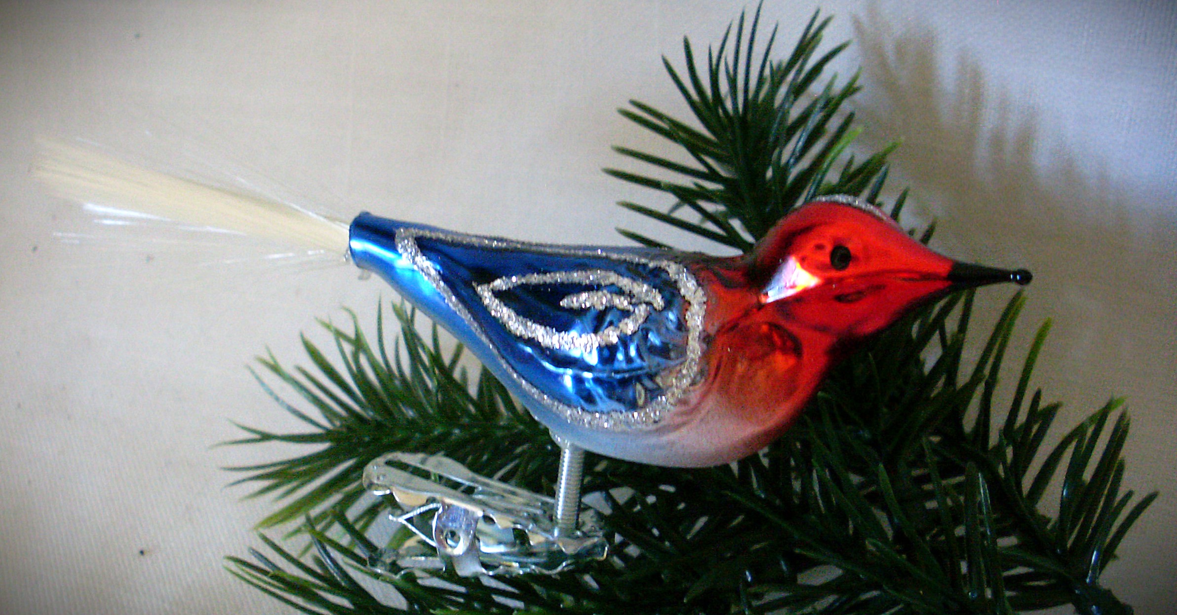 Weinachtsschmuck Lauscha Glas Vogel mundgeblasen